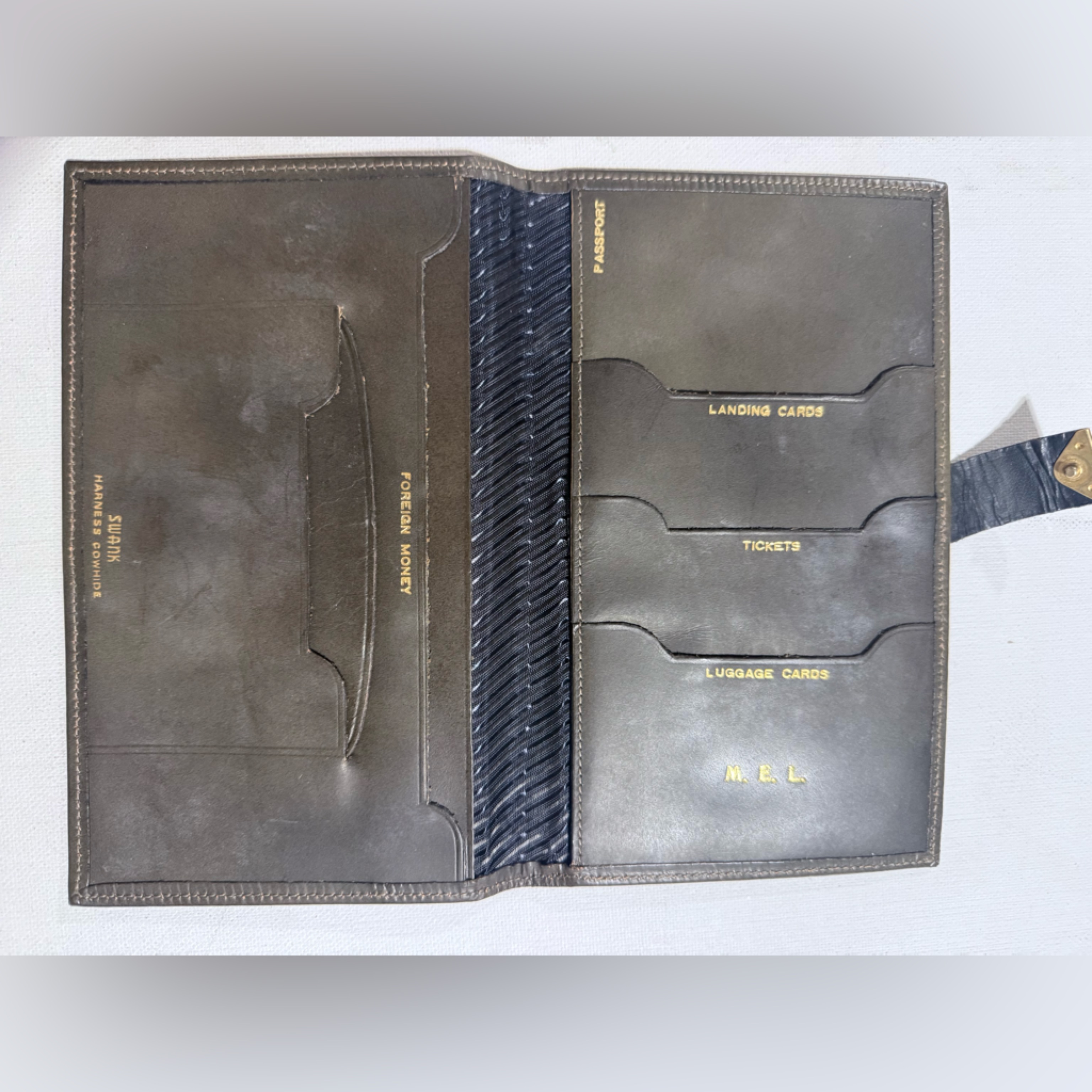 Swank Gray Leather Passport  Card Holder